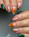 Handmade press-on nails with autumn butterfly, mushroom, moon, and fairycore designs