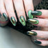 Handmade Forest Emerald Cat-Eye Golden Beetle Aesthetic Oval Press on Nails S11